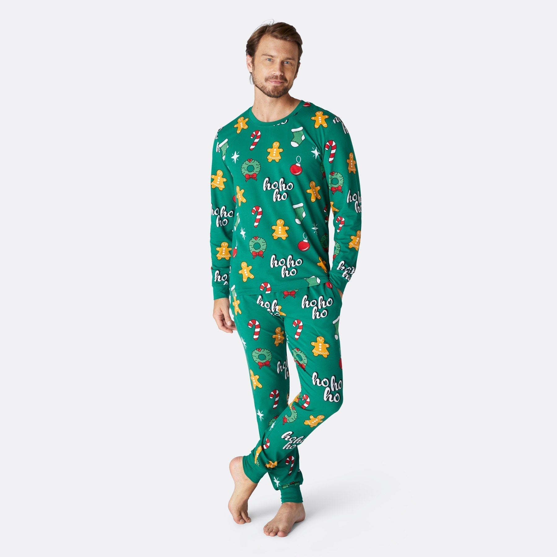 Men's Green Hohoho Christmas Pyjamas