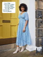 Penelope Georgette Dress - Blue & White Floral Print