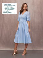 Phoebe Swiss Dot Button Front Dress - Blue