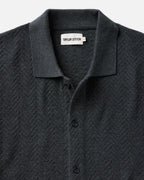 The Button Down Polo in Charcoal Herringbone