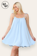 Strappy Wired Hem Swing Mini Dress Women Summer Dress in Baby Blue