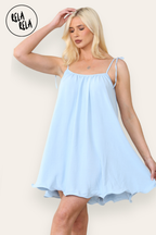 Strappy Wired Hem Swing Mini Dress Women Summer Dress in Baby Blue