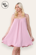 Strappy Wired Hem Swing Mini Dress Women Summer Dress in Rose Pink