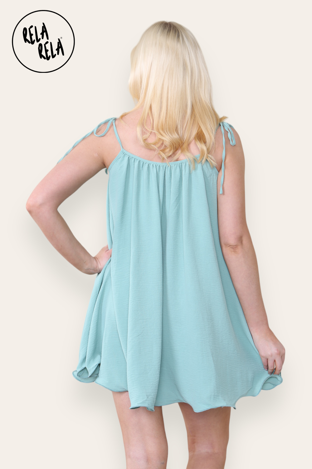 Strappy Wired Hem Swing Mini Dress Women Summer Dress in Sage Colour