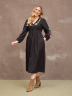 Rodica Dress - Embroidered Black