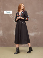Rodica Dress - Embroidered Black