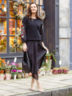 Rodica Dress - Embroidered Black