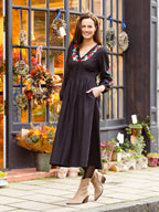 Rodica Dress - Embroidered Black