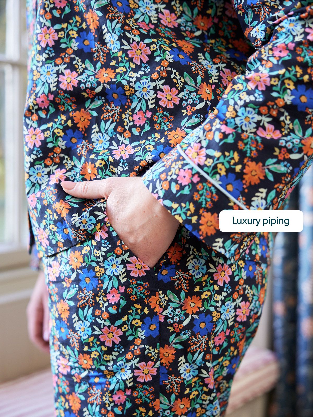 Rosie - Poplin Pyjama - Black Floral