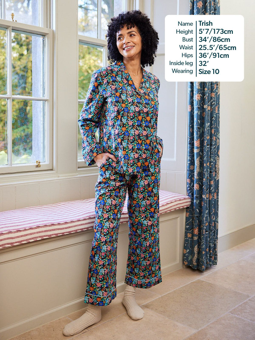 Rosie - Poplin Pyjama - Black Floral