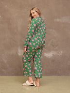 Rosie - Poplin Pyjama - Green & Pink