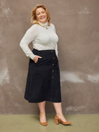 Roxy - Cord Midi Skirt - Black