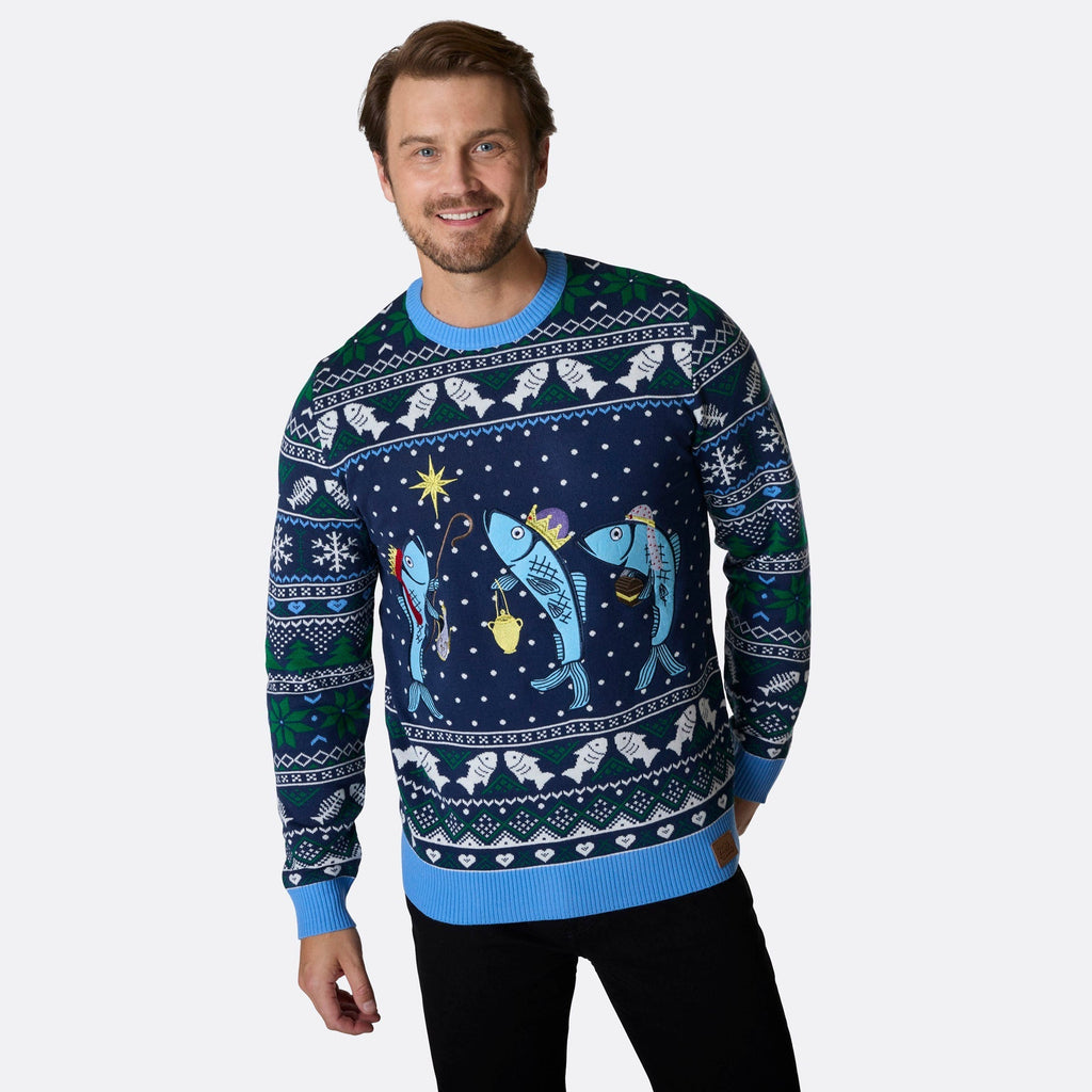 Men's Three Wise Fish Christmas Jumper