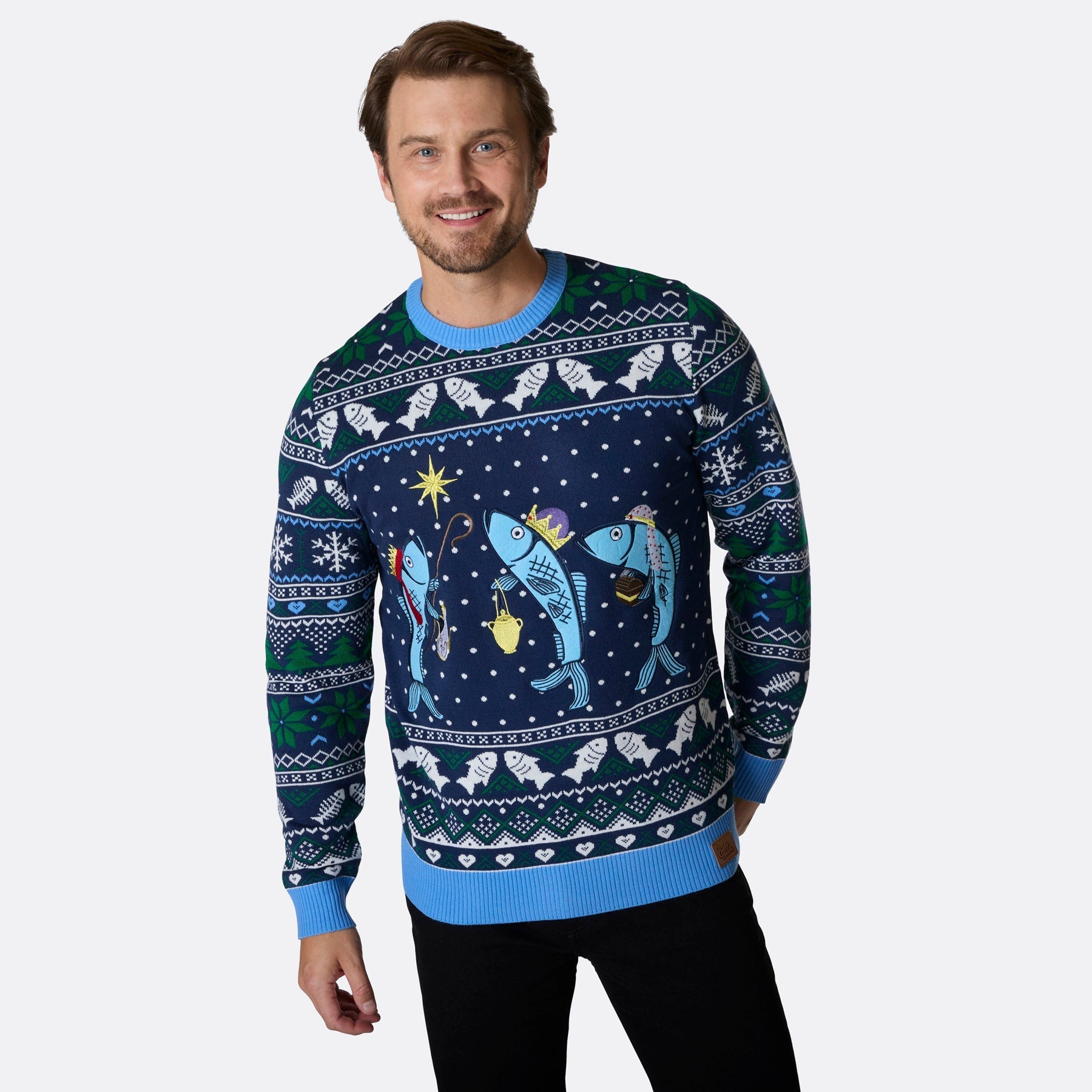 Men's Three Wise Fish Christmas Jumper