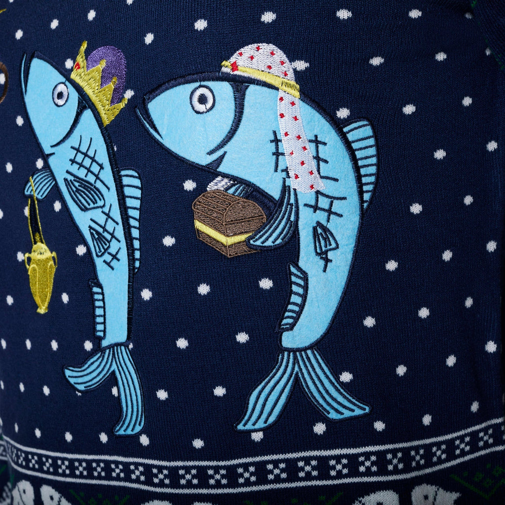 Men's Three Wise Fish Christmas Jumper