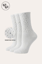 Everyday Rhinetone Detailed Cotton Trainer Ankle High Socks