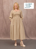Sam Shirred Puff Sleeve Dress - Brown Gingham Print