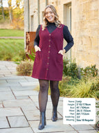 Sandie - Cord Pinafore Dress - Burgundy