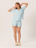 Sian - Pyjama Set - Blue Abstract Leaf Print