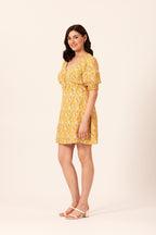Siobhan - Button Front Mini Dress - Yellow