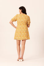Siobhan - Button Front Mini Dress - Yellow