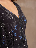 Susanne - V Neck Button Dress - Star Print