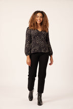 Zoe - Long Sleeved Button Down Blouse Black