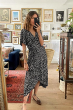 Claire - Midi Wrap Dress - Black