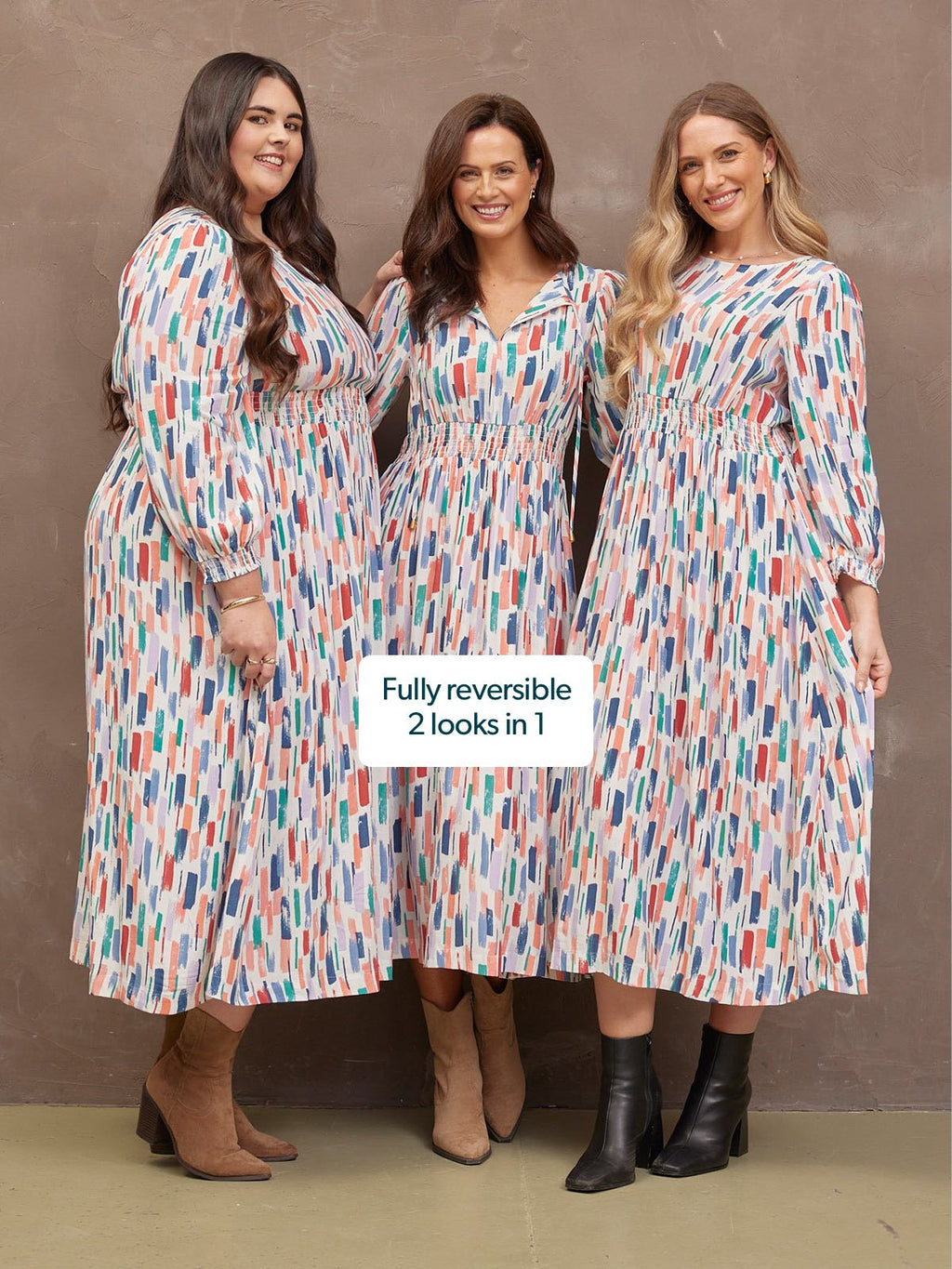 Vera Midi Dress - Brushstroke