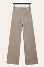 Pintuck Flare Jeans with Front Seam in Taupe