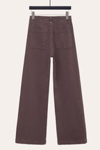 Pintuck Flare Jeans with Front Seam in Chocolate