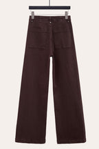 Pintuck Flare Jeans with Front Seam in Dark Chocolate