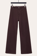 Pintuck Flare Jeans with Front Seam in Dark Chocolate