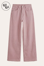 Stretchy Pastel Wide Leg Dad Fit Jeans in Pink