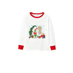 Family Christmas White Pajamas Set With Funny Xmas Pattern Print