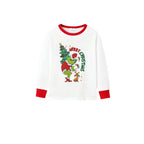 Family Christmas White Pajamas Set With Cute Xmas Pattern Print