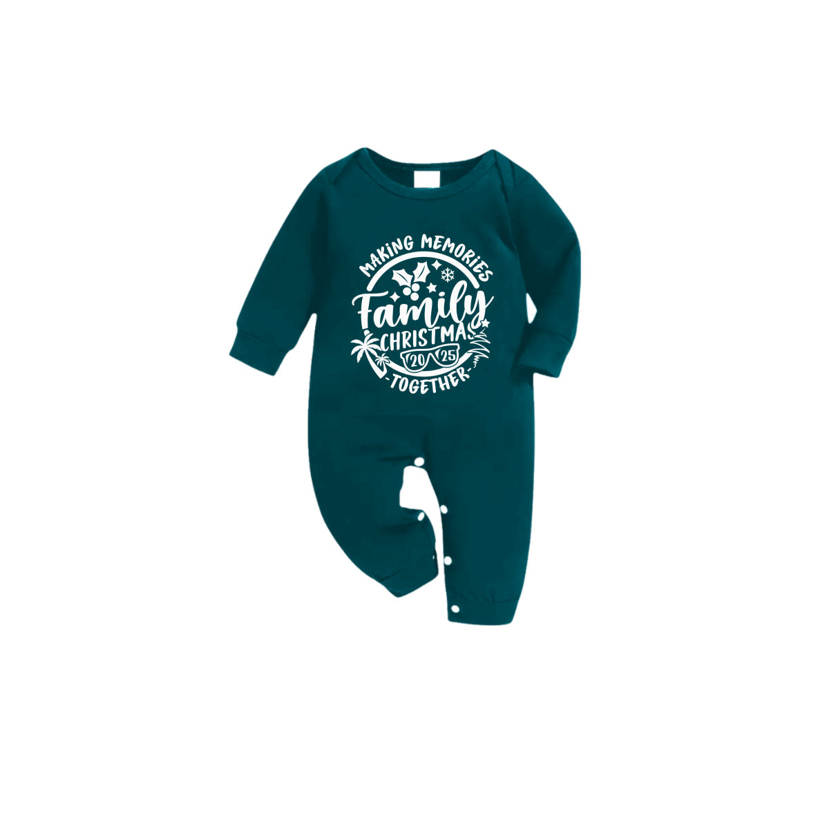 Christmas Family Matching Pajamas-Dark Green&Deer Patterned Pjs Set with "Family Christmas Making Memories Together" Print