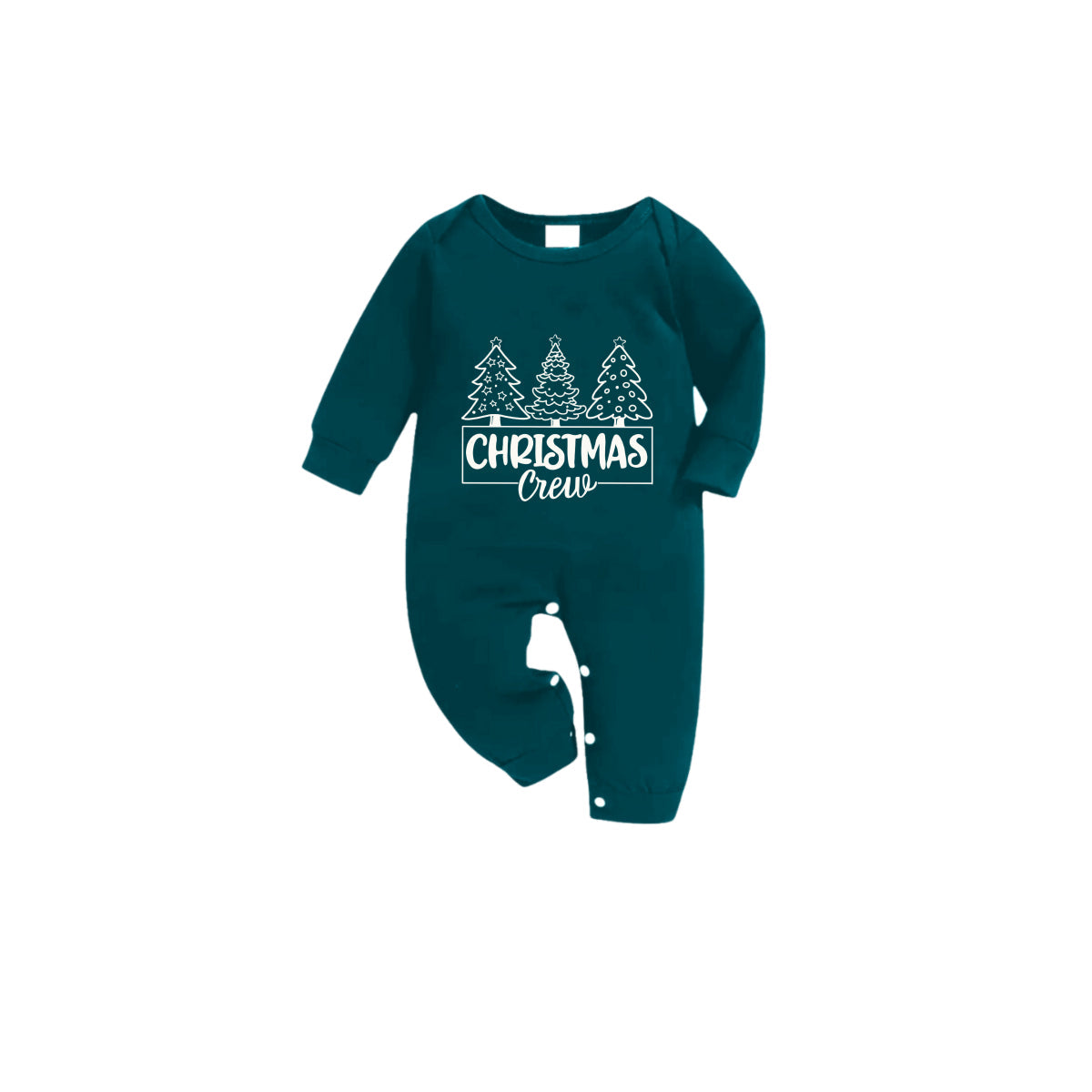 Christmas Family Matching Pajamas-Dark Green&Deer Patterned Pjs Set with “Christmas” Letter Print