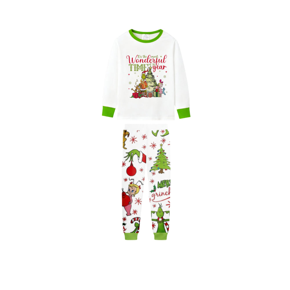 Holiday Family Christmas Pajamas Set With Funny Christmas Character Pattern Print