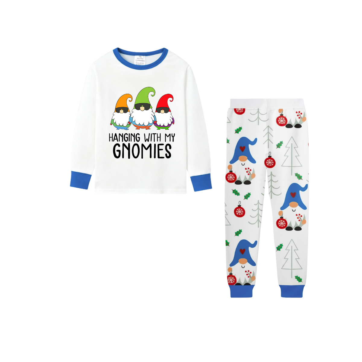 Holiday Family Christmas Pajamas Set With Christmas Gnome Pattern Print