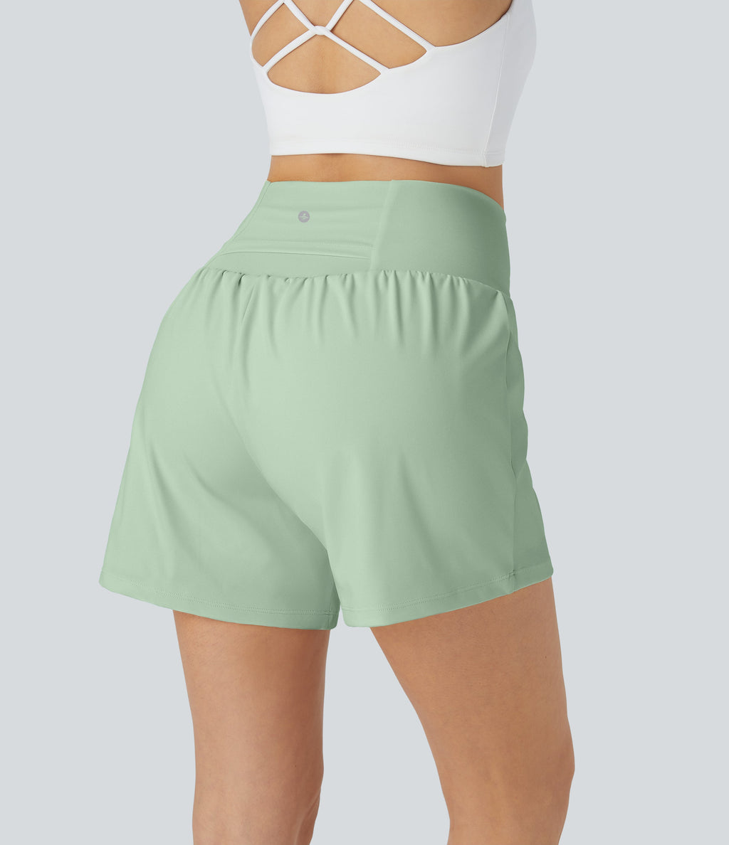 2026🔥UK Super High Waisted Back Pocket & Side Hidden Pocket 2-in-1 Yoga Shorts