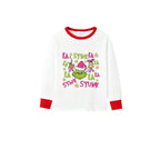 Family Christmas White Pajamas Set With Colorful Xmas Pattern Design
