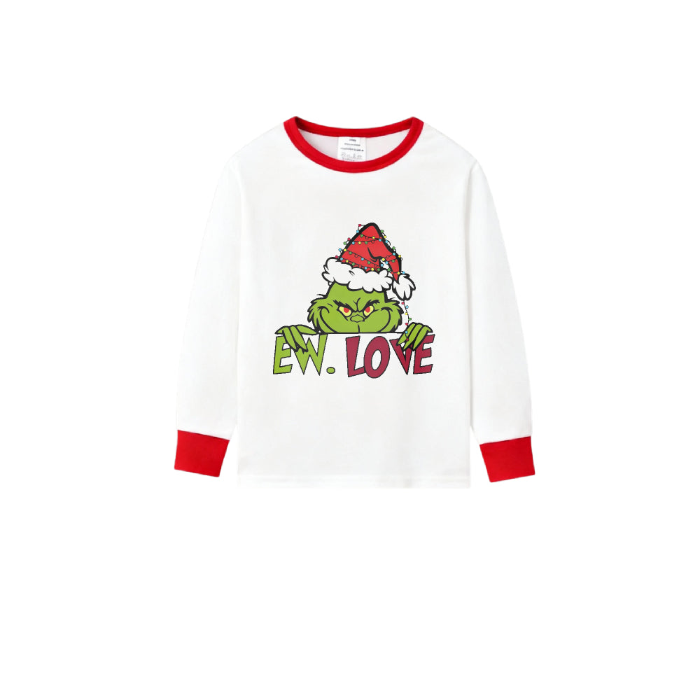 Family Christmas White Pajamas Set With Colorful Pattern Print