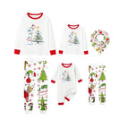Family Christmas White Pajamas Set With Classic Pattern Print