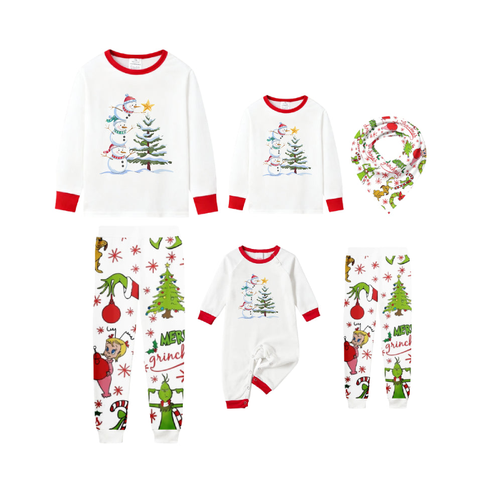 Family Christmas White Pajamas Set With Classic Pattern Print