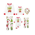 Family Christmas White Pajamas Set With Funny Pattern Design