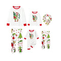Family Christmas White Pajamas Set With Cute Xmas Pattern Print
