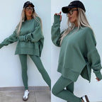 2025 New Suits Casual Loose Tops Leggings 2-piece Set Women's Sweatshirt Autumn And Winter Suits Fashionable Women