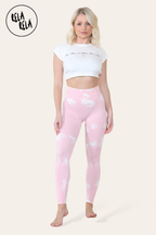 Marble Tie Dye High Waisted Scrunch Bum Leggings in Baby Pink