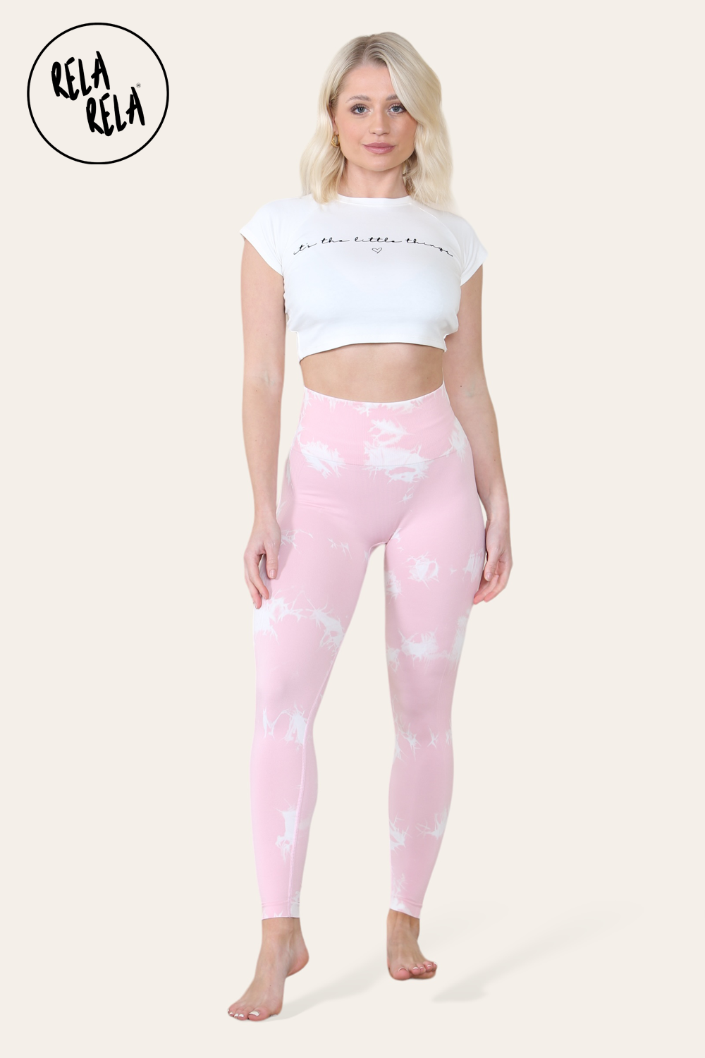 Marble Tie Dye High Waisted Scrunch Bum Leggings in Baby Pink